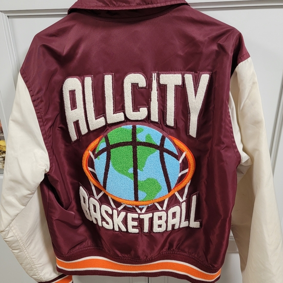 Just Don x ALL CITY Mens Snap Up Basketball Jacket Sz Medium Burgundy Ret $195 - Picture 13 of 14